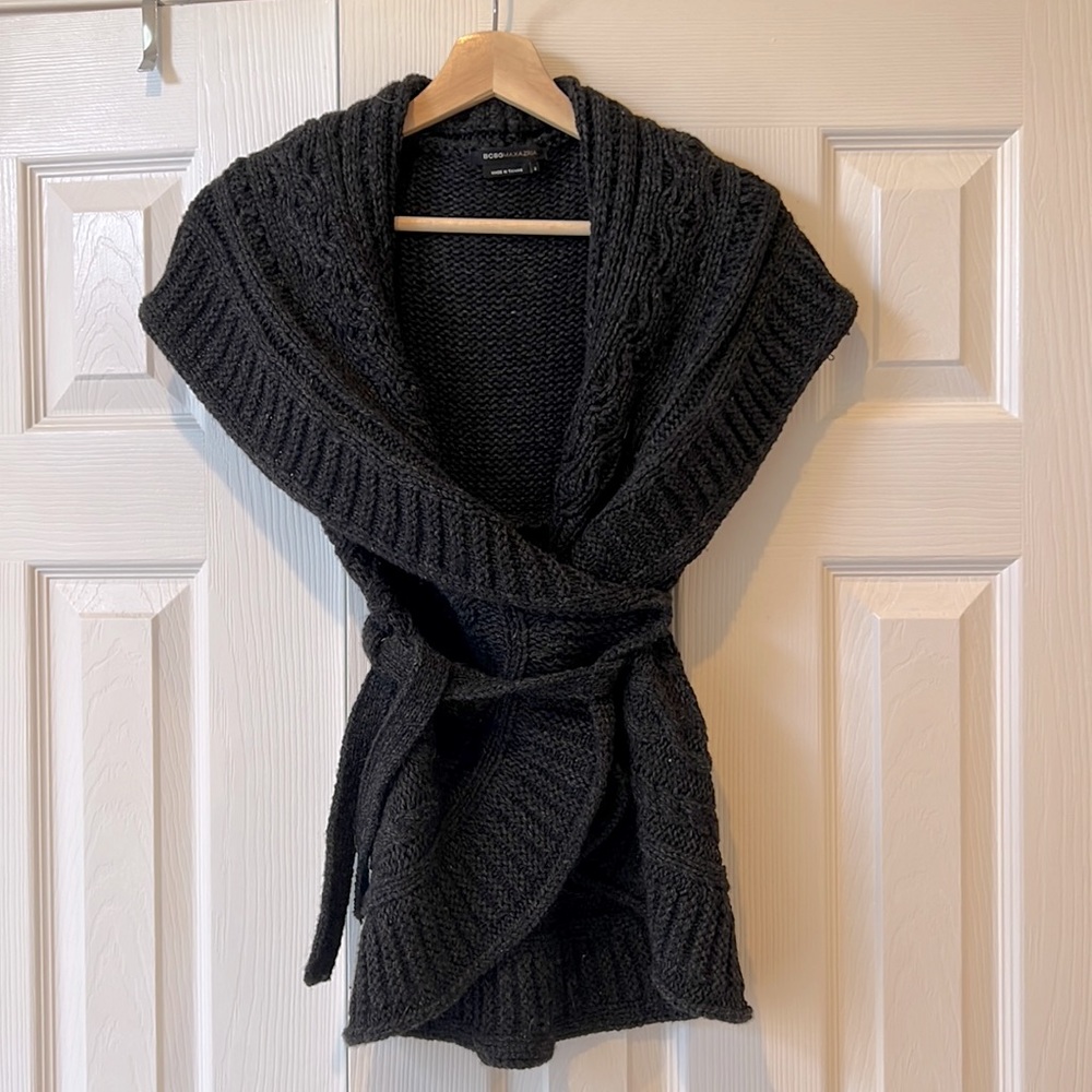 Grey Sweater Wrap, Sleeveless
